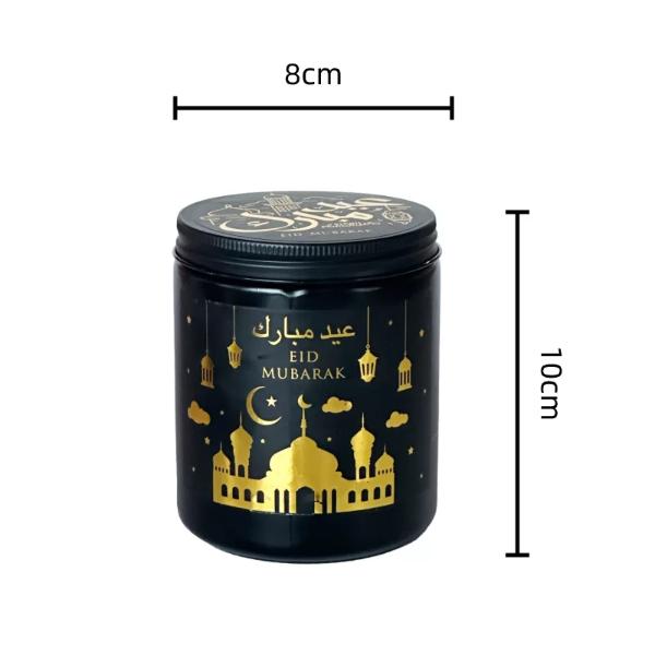 Black & Gold Eid Mubarak Scented Candle - 8cm x 10cm