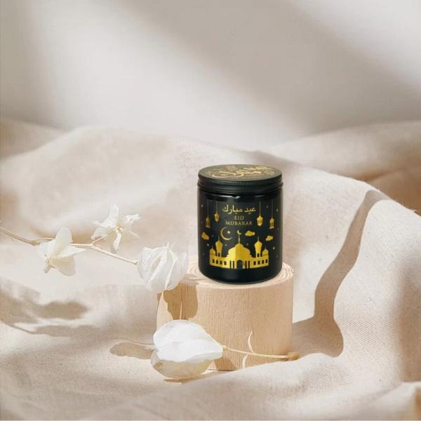 Black & Gold Eid Mubarak Scented Candle - 8cm x 10cm