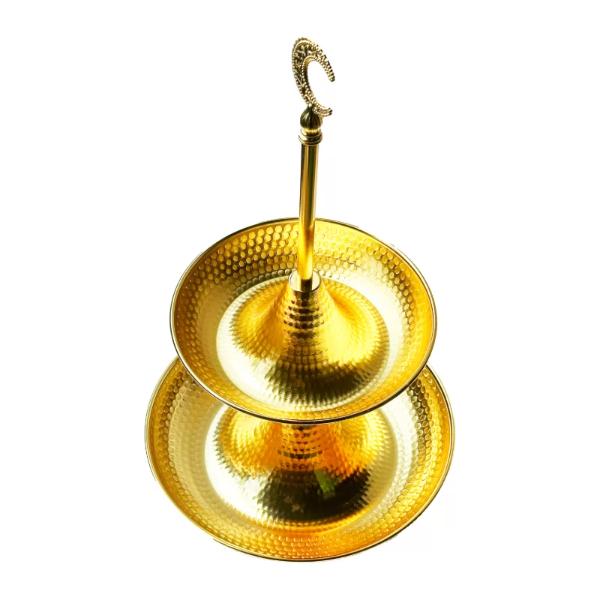 2 Tier Gold Serving tray With Moon Handle - 26cm x 44cm