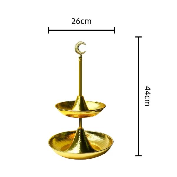 2 Tier Gold Serving tray With Moon Handle - 26cm x 44cm