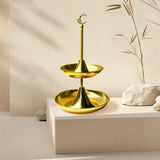 Load image into Gallery viewer, 2 Tier Gold Serving tray With Moon Handle - 26cm x 44cm
