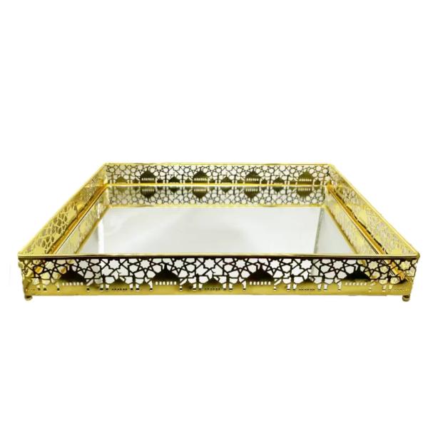 Eid Golden Rectangle Serving Tray - 20cm