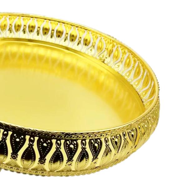 3 Pack Golden Round Serving Tray Set