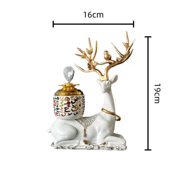 Arabic White Deer Metal Ceramic Incense Burner - 16cm x 19cm