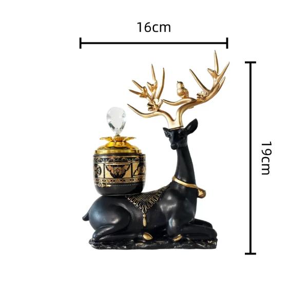 Arabic Black Deer Metal Ceramic Incense Burner - 16cm x 19cm