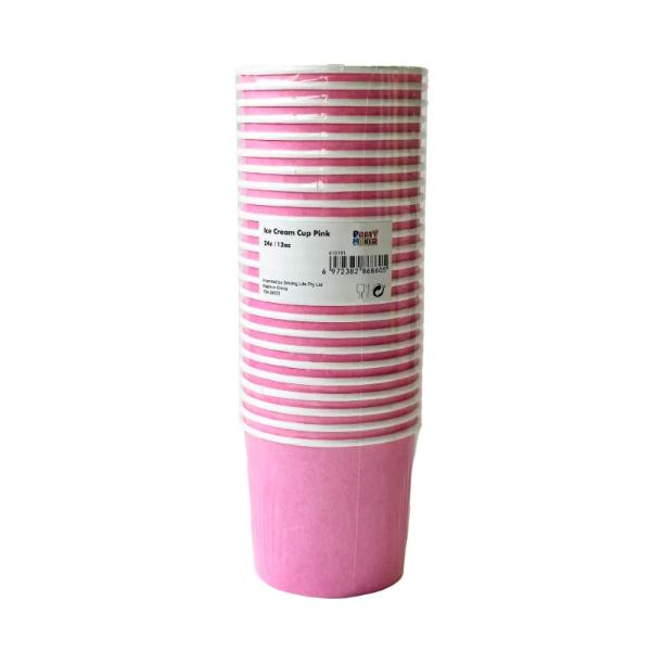 24 Pack Pink Paper Tubs - 12oz