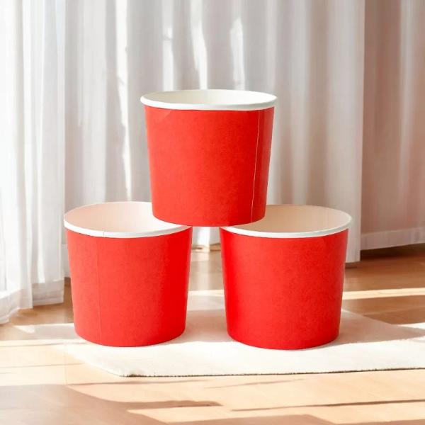 24 Pack Red Paper Tubs - 12oz