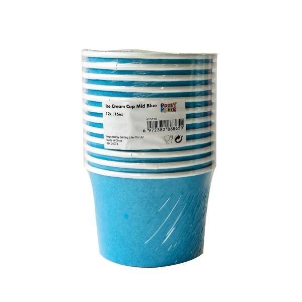 12 Pack Blue Paper Tubs - 16oz