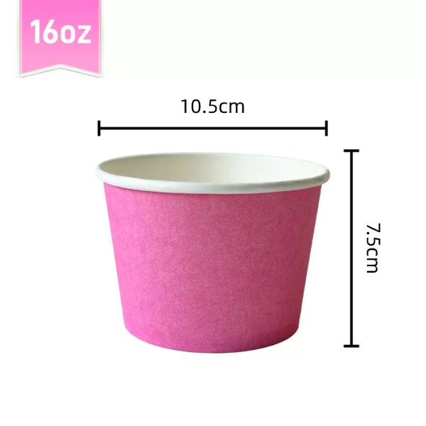 12 Pack Pink Paper Tubs - 16oz