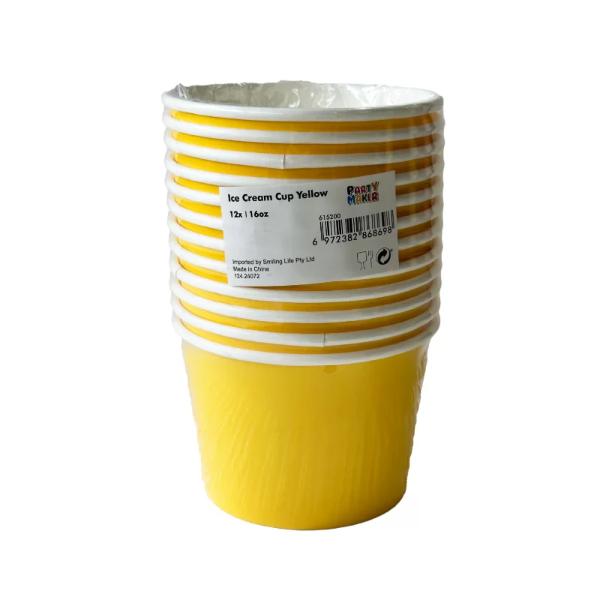 12 Pack Yellow Paper Tubs - 16oz