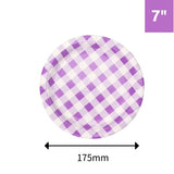 Load image into Gallery viewer, 20 Pack Light Purple Gingham Paper Plates - 17.5cm
