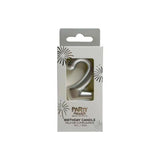Load image into Gallery viewer, Metallic Silver Number 2 Candle Cake Topper - 3.8cm x 6cm

