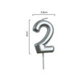 Load image into Gallery viewer, Metallic Silver Number 2 Candle Cake Topper - 3.8cm x 6cm
