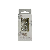 Load image into Gallery viewer, Metallic Silver Number 3 Candle Cake Topper - 3.8cm x 6cm
