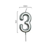 Load image into Gallery viewer, Metallic Silver Number 3 Candle Cake Topper - 3.8cm x 6cm
