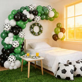 Load image into Gallery viewer, Green &amp; Black Soccer Party Balloon Garland Kit
