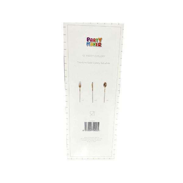12 Pack Two Tone White & Gold Cutlery Set