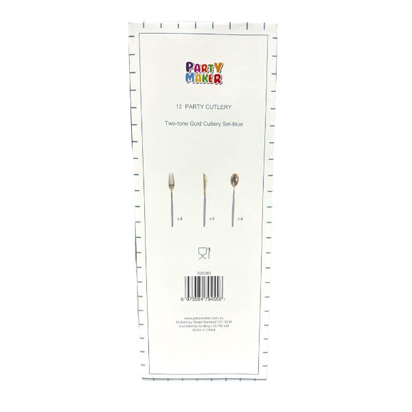 12 Pack Two Tone Blue & Gold Cutlery Set