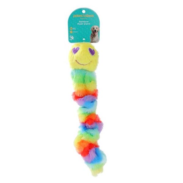 Rainbow Stretchy Plush Worm Dog Toy