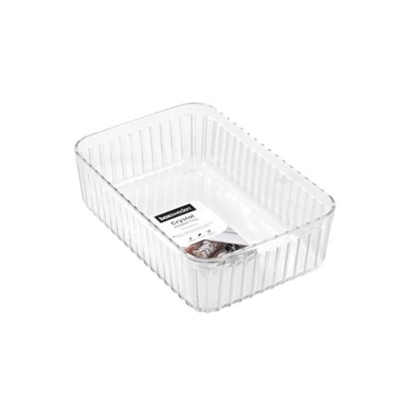 Crystal Ribbed Container - 22x15x6.5cm