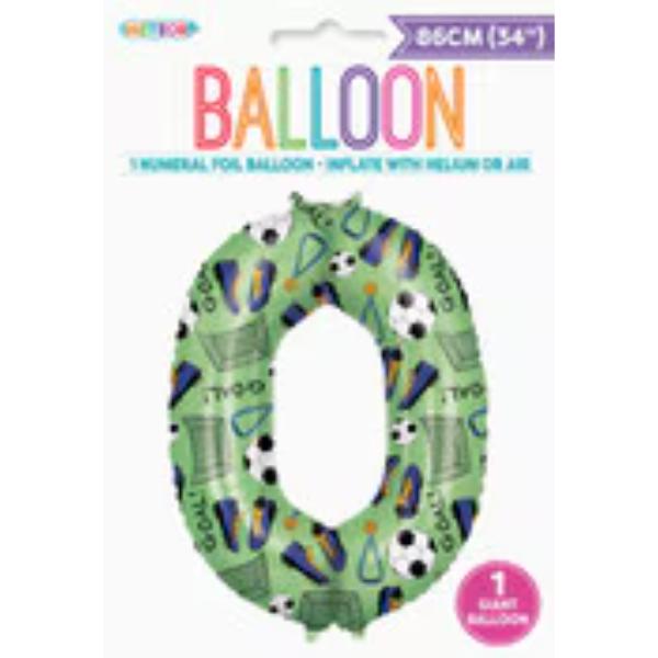 Number 0 Soccer Printed Foil Balloon - 86cm