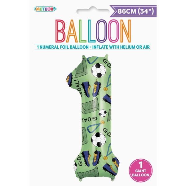 Number 1 Soccer Printed Foil Balloon - 86cm