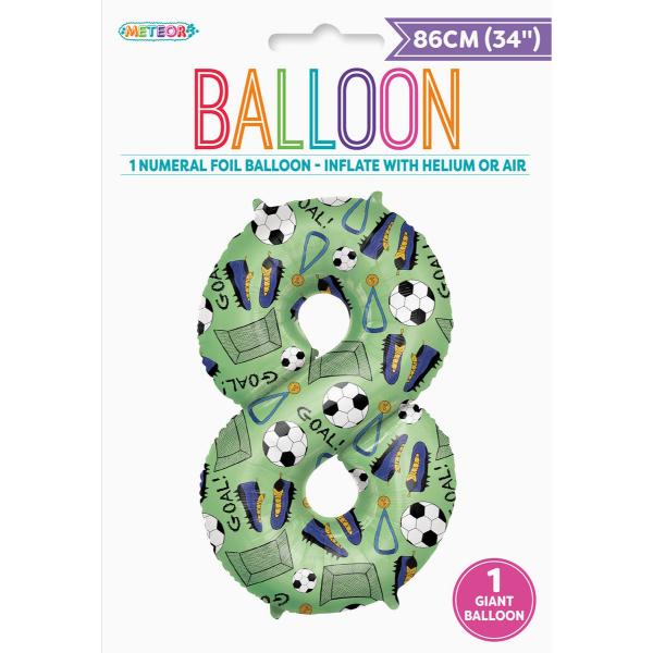 Number 8 Soccer Printed Foil Balloon - 86cm