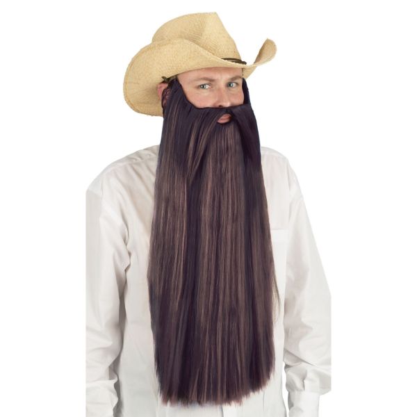 Brown Extra Long Beard With Moustache