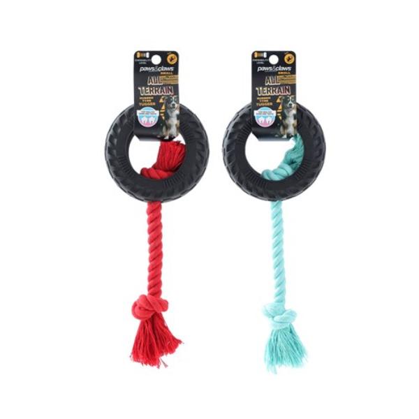 Small Tyre & Rope Tugger Toy - Assorted