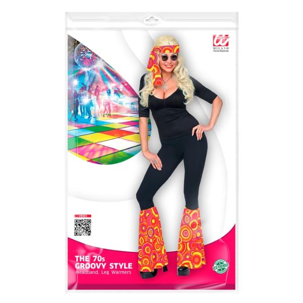 The 70s Groovy Style Orange Bubbles Headband & Leg Warmers