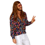 Load image into Gallery viewer, The 70s Groovy Style Blue Flowers Shirt - Large - X Large
