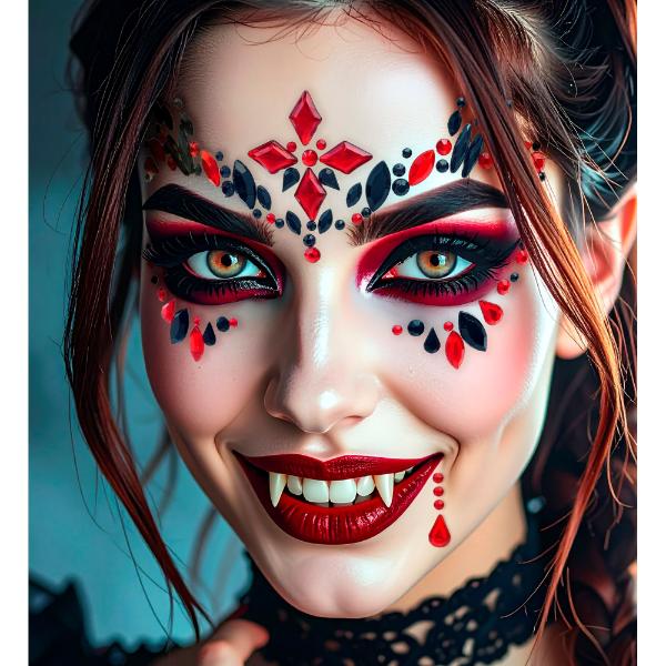 Red & Black Vampiress Face Jewels
