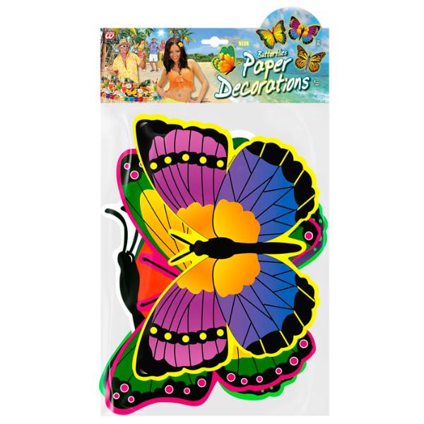 4 Pack Neon Butterflies - 32cm