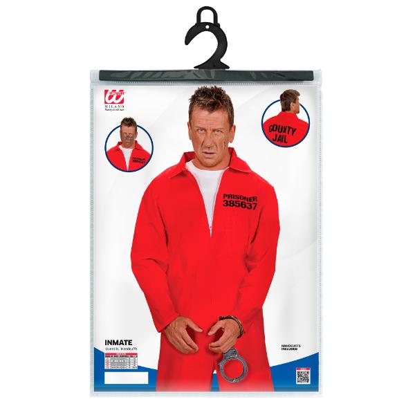 Red Inmate Overalls & Handcuffs