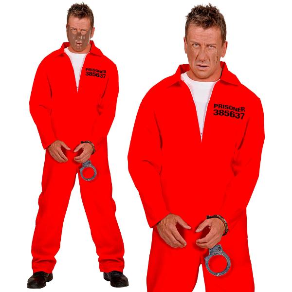 Red Inmate Overalls & Handcuffs