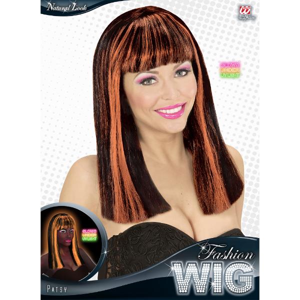 Neon Orange & Black Patsy Wig