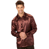Load image into Gallery viewer, Satin Brown 70s Disco Shirt - Medium
