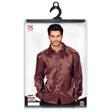 Load image into Gallery viewer, Satin Brown 70s Disco Shirt - Medium
