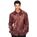Load image into Gallery viewer, Satin Brown 70s Disco Shirt - Large
