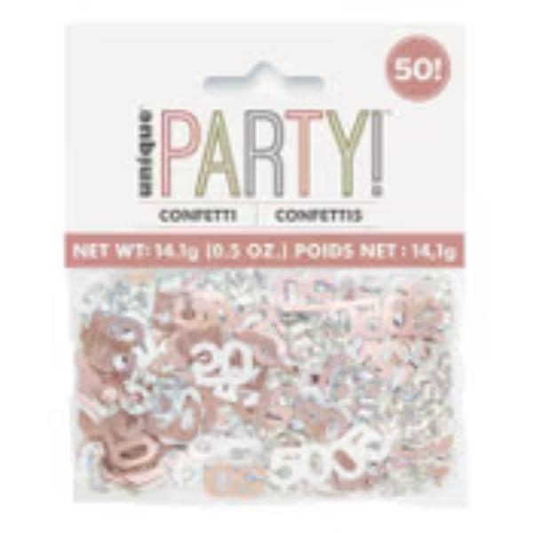 50th Bday Glitz Rose Gold Confetti