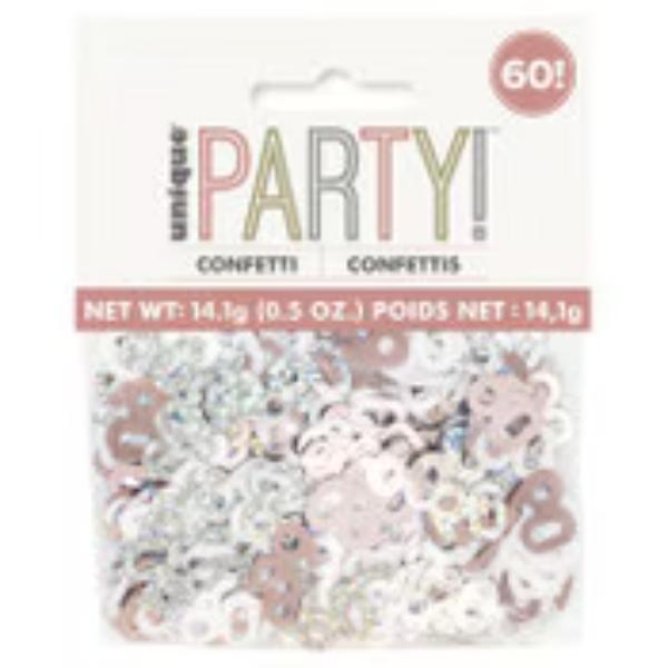 60th Bday Glitz Rose Gold Confetti