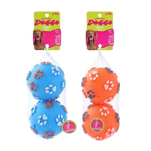 2 Pack Paw Printed Vinyl Balls
