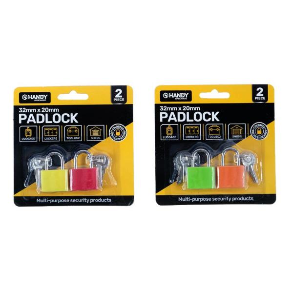 2 Pack Neon Coloured Padlock - 20mm