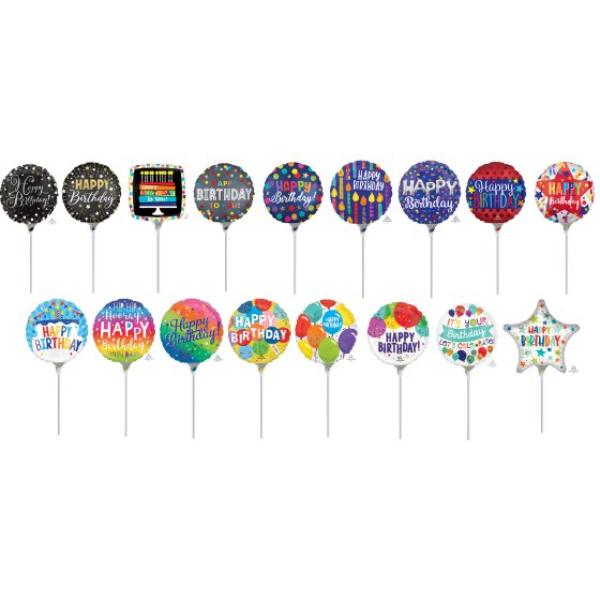 Assorted Happy Birthday Brights Minishape Balloon - 22cm