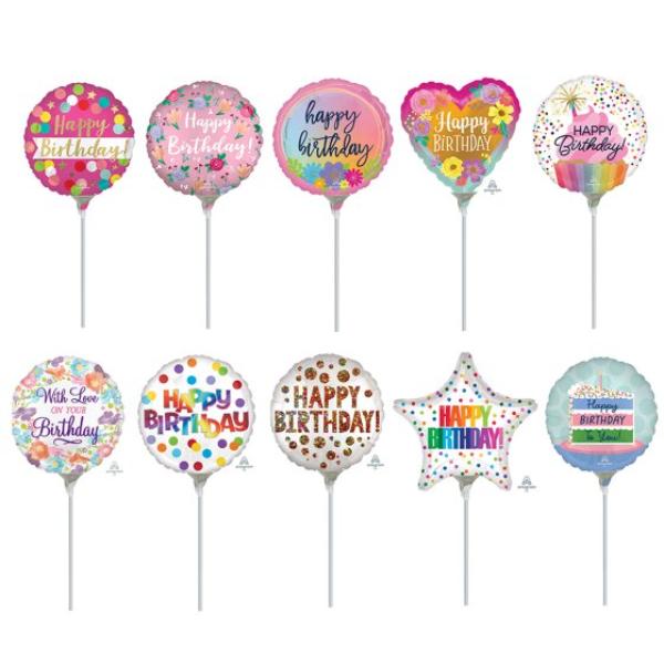 Assorted Happy Birthday Pastel Minishape Balloon - 22cm