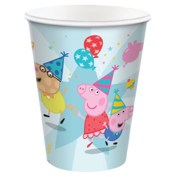 8 Pack Peppas Party Paper Cups - 266ml