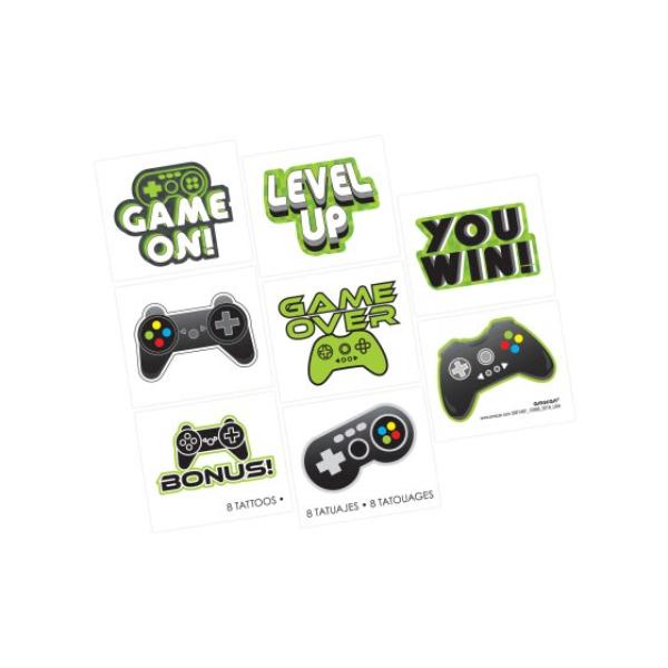 8 Pack Level Up Gaming Tattoo Favours