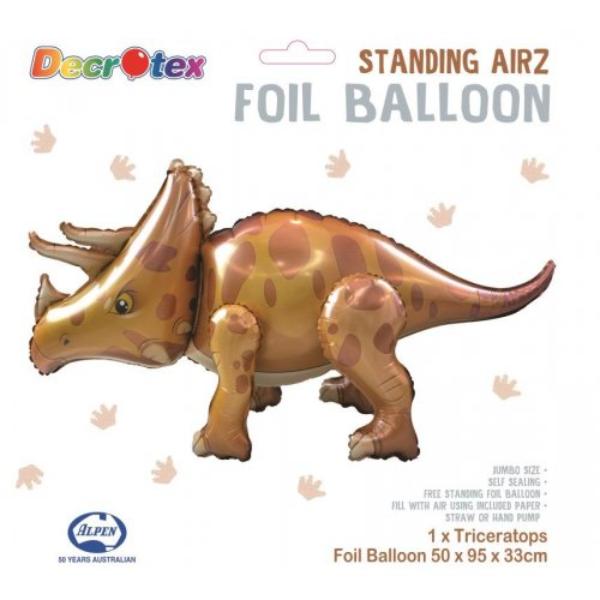 Standing Airz Triceratops Shape Foil Balloon - 50cm x 95cm x 33cm