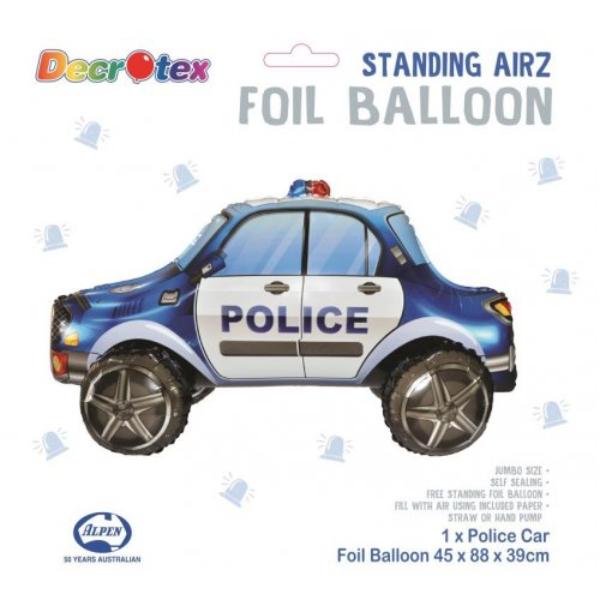 Standing Airz Police Car Shape Foil Balloon - 45cm x 88cm x 39cm