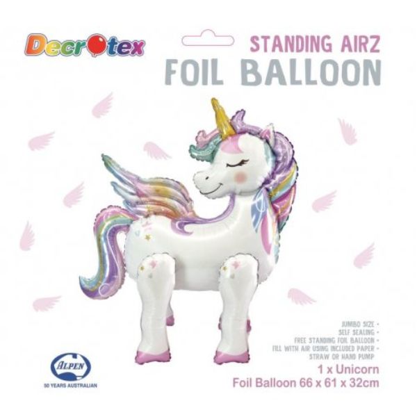 Unicorn Shape Standing Air Foil Balloon - 66cm x 61cm x 32cm